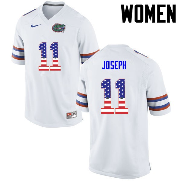 Florida Gators Women #11 Vosean Joseph College Football Jersey USA Flag Fashion White